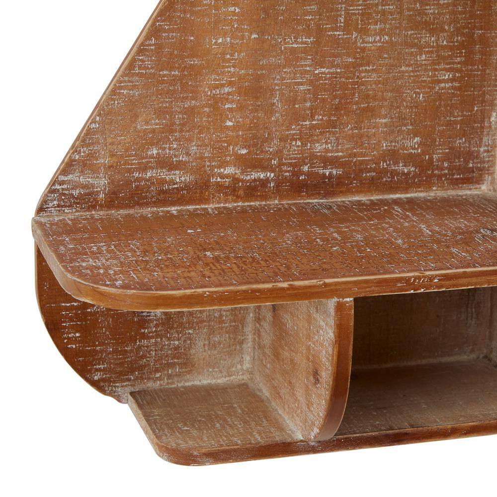 Litton Lane White Handmade 2 Shelves Cotton Macrame Wall Shelf