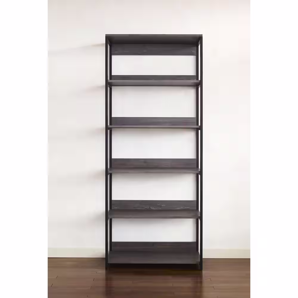 None Monica 32 in. W Rustic Gray Wood Closet System Walk-in Closet With 5 Shelves