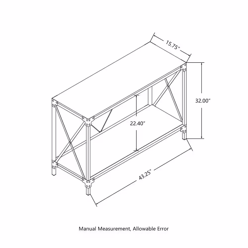 Glitzhome 43.25 in. L Rectangle Brown Modern Industry Metal/Wooden Console Table - Walnut Melamine