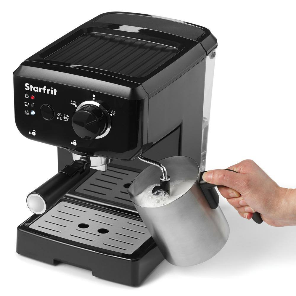 Starfrit 2-Cup Black Cappuccino and Espresso Machine
