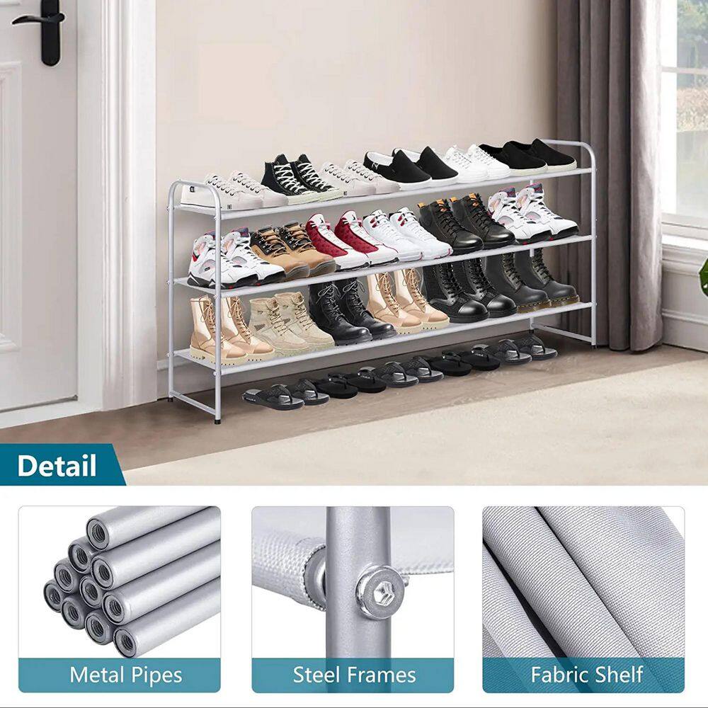 None 24.4 in. H 18-Pair Gray Metal Shoe Rack