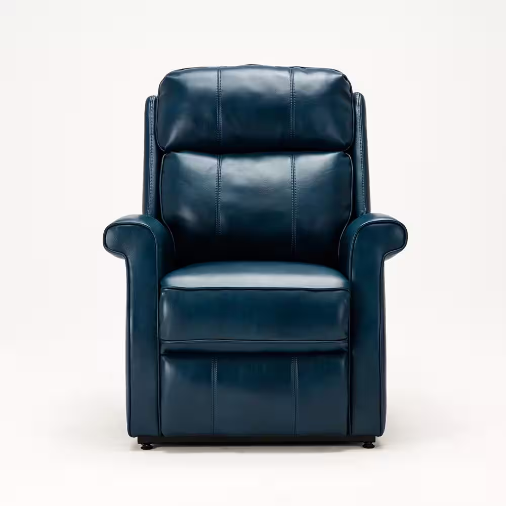 None Lehman 35 in. Width Big and Tall Navy Blue Faux Leather 3 Position Recliner