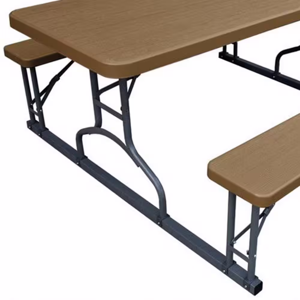 Plastic Development Group Brown Rectangular Plastic Picnic Table