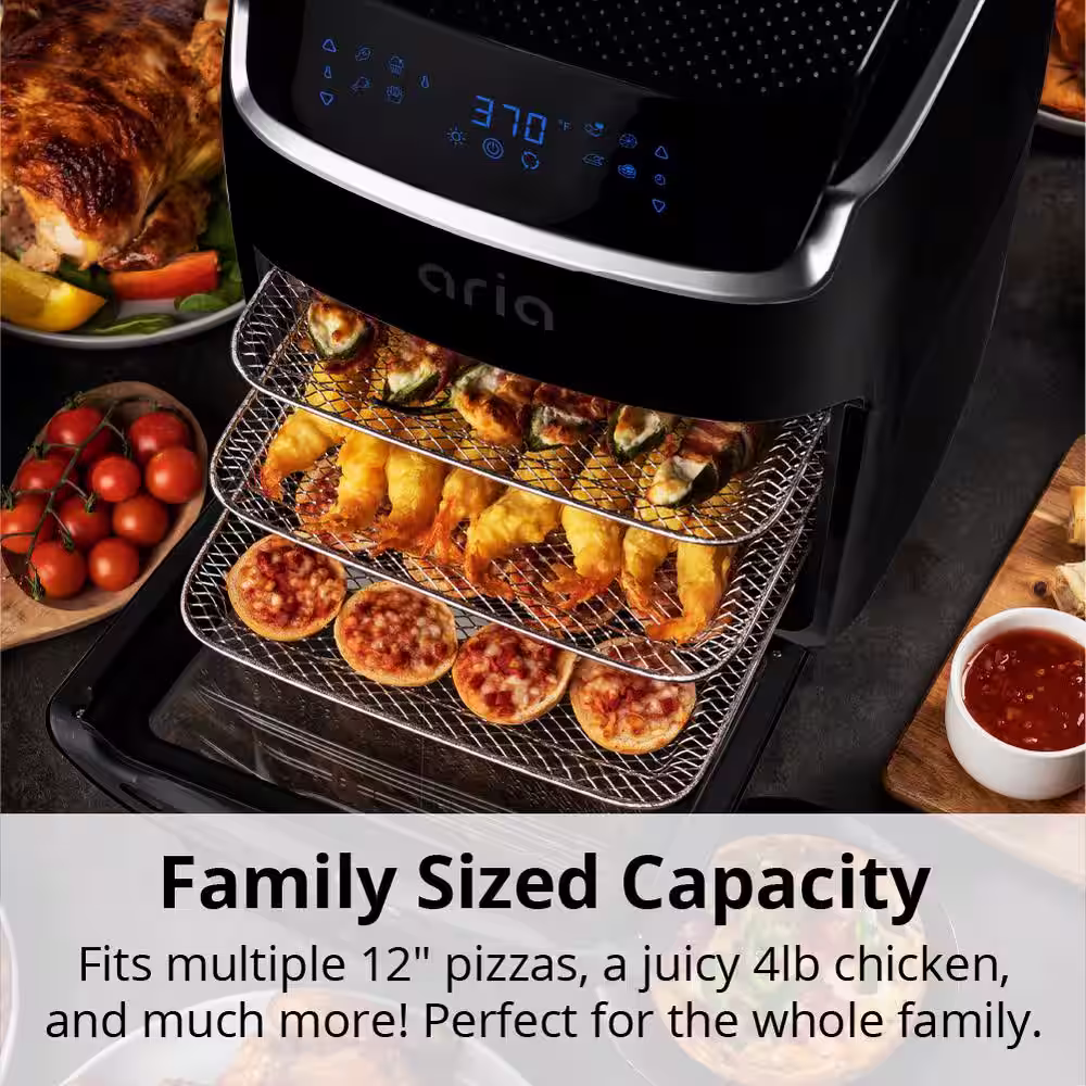 ARIA 10 qt. Black AirFryer with Recipe Book