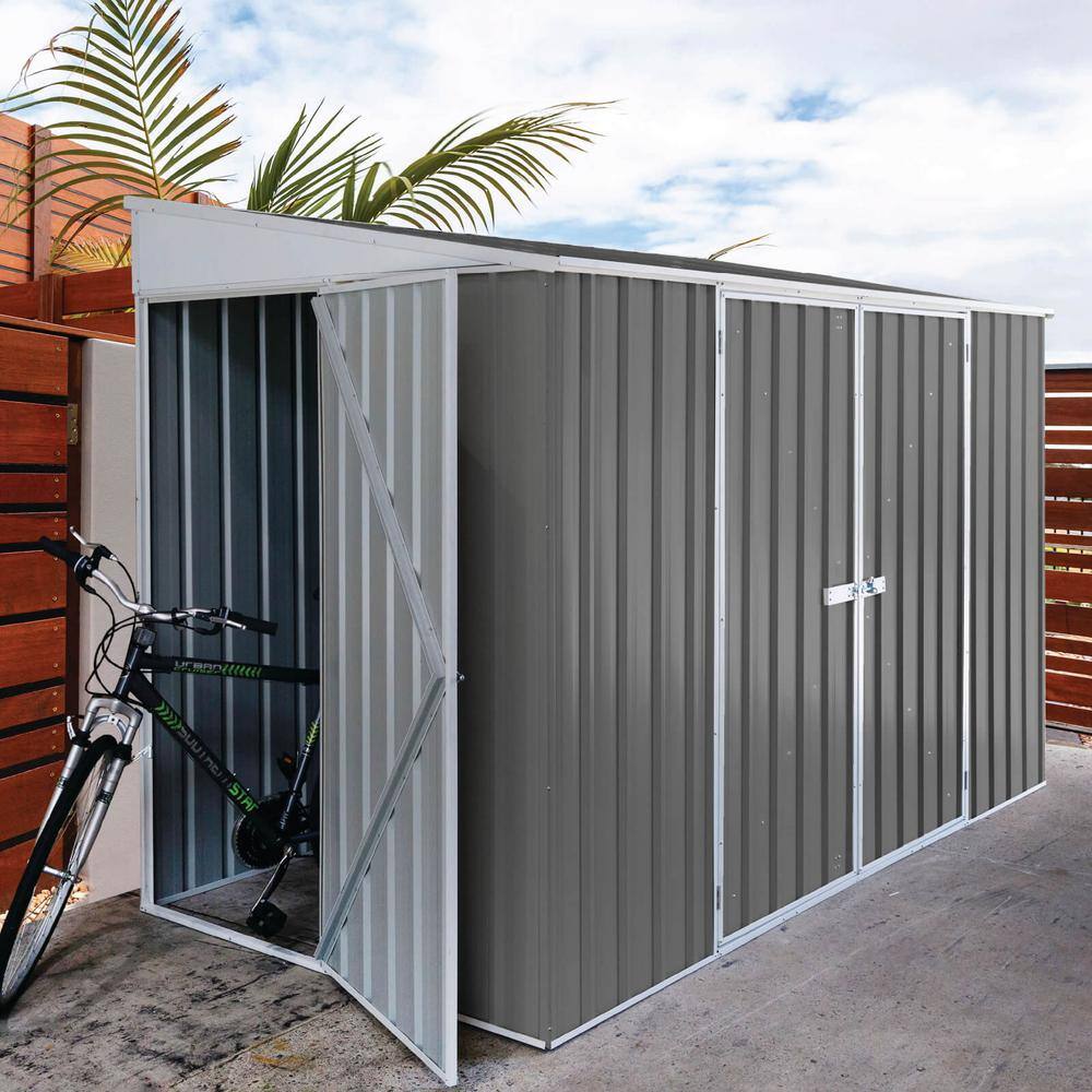 ABSCO 10 ft. W x 5 ft. D Metal Bike Shed in Pale Eucalypt with SNAPTiTE assembly system 60 sq. ft.