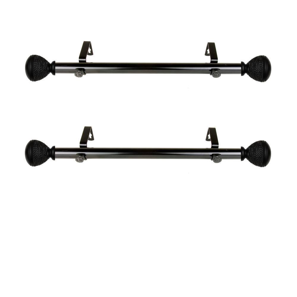 Rod Desyne Braided 12 in. - 20 in. L Adjustable 1 in. Dia Single Side Window Curtain Rod in Black (Set of 2)