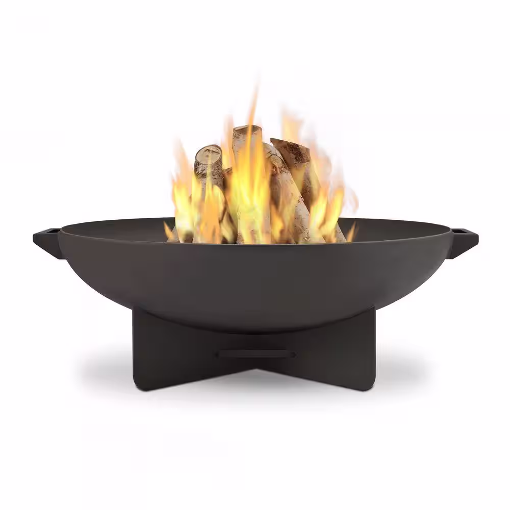 Real Flame Anson 32 in. Wood Burning Steel Fire Bowl in Gray