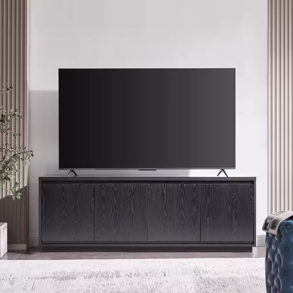 None Presque 68 in. Black Grain Rectangular TV Stand Fits TV's up to 75 in.