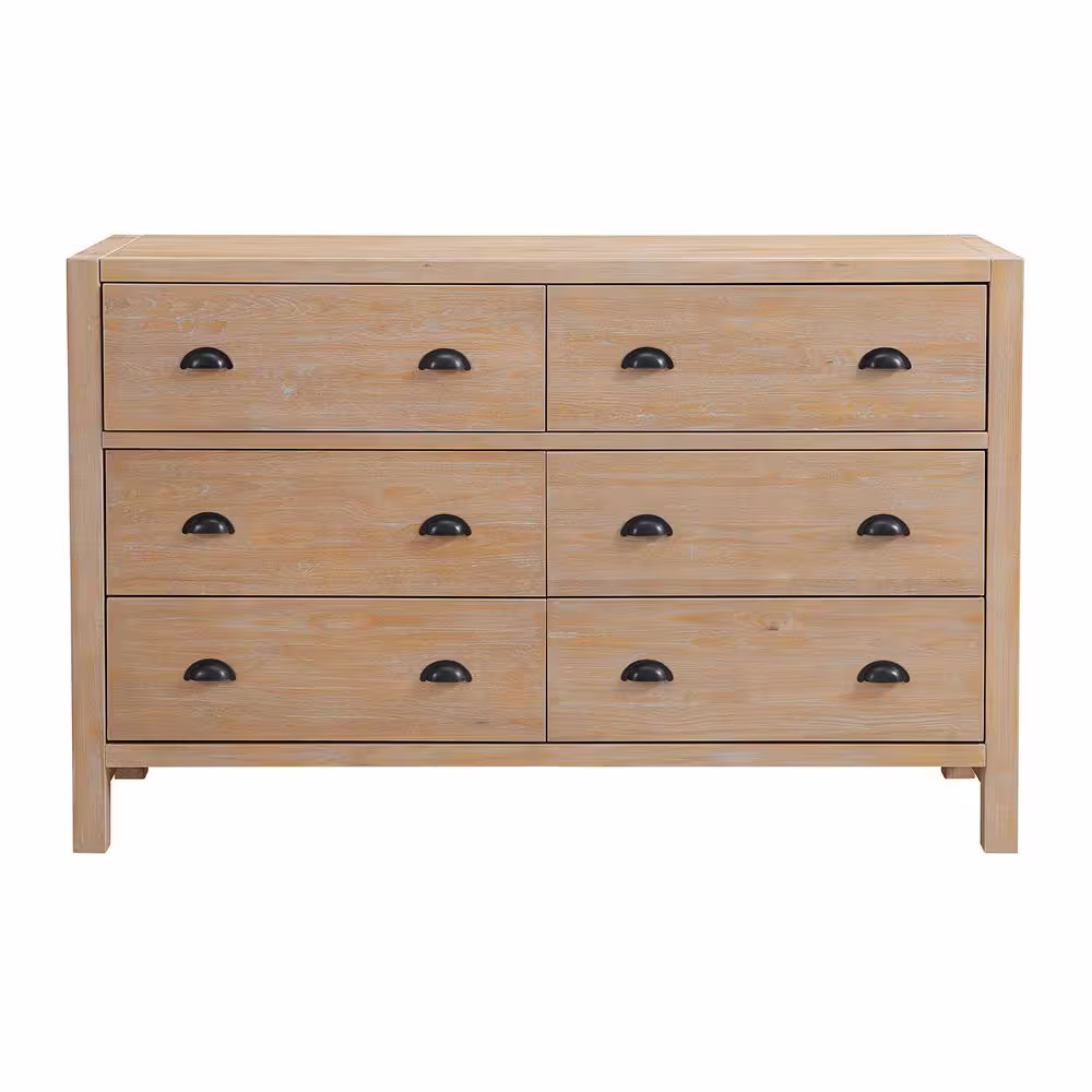 Alaterre Furniture Arden 6-Drawer Wood Double Dresser in Light Driftwood (56 in. W x 18 in. D x 36 in. H
