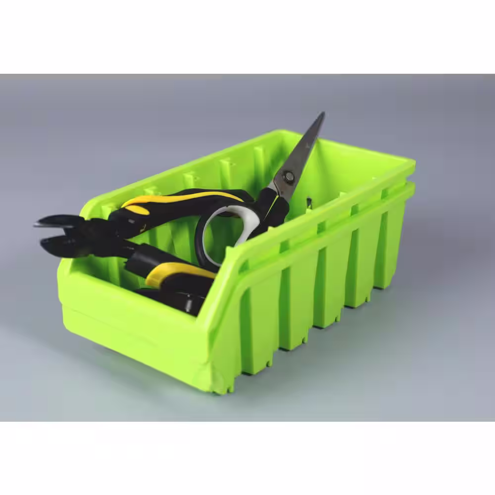 Basicwise 1.8 Qt. Plastic Storage Stacking Bins in Green (Pack of 6)