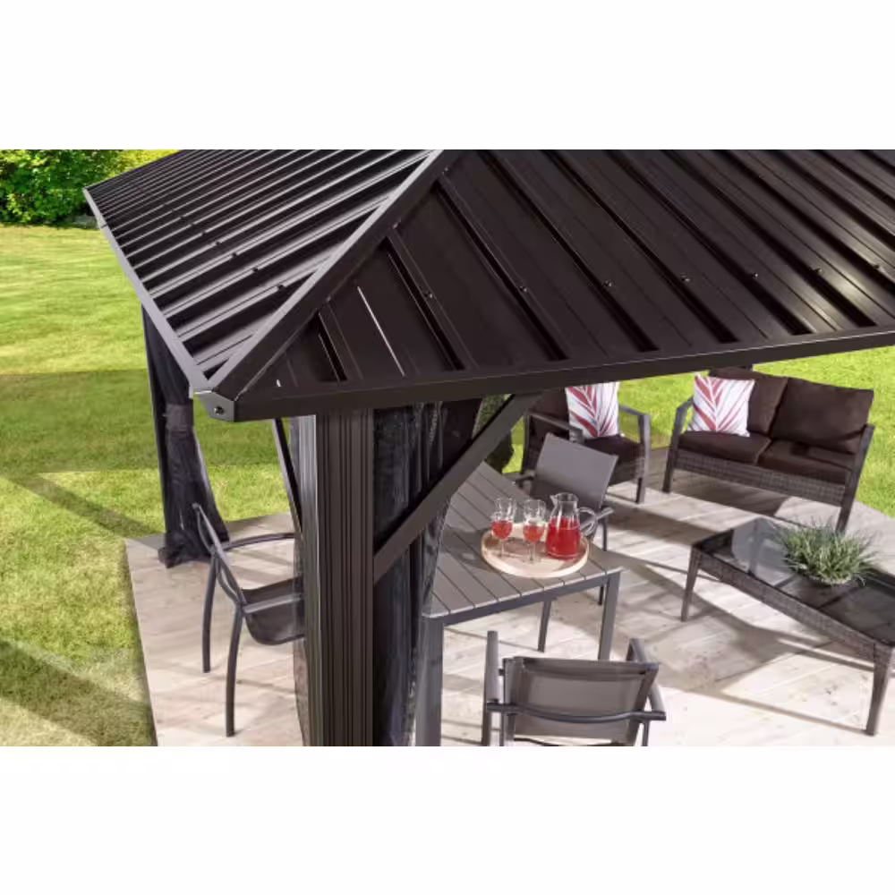 Sojag Genova 12 ft. x 16 ft. Dark Brown Rustproof Aluminum Framed Gazebo