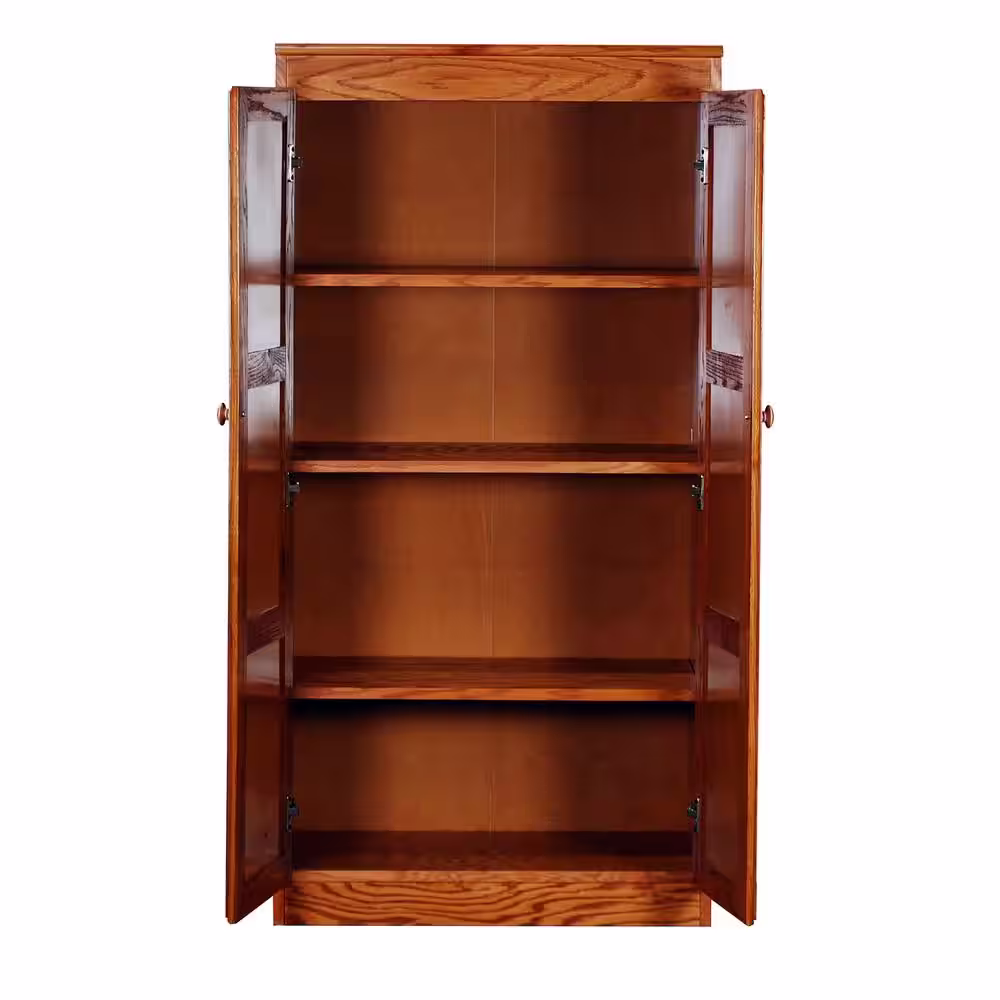 Concepts In Wood 60 in. Oak Wood 4-shelf Standard Bookcase with Adjustable Shelves
