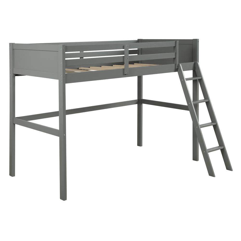 Harper & Bright Designs Gray Twin Over Full Loft Bed with Cabinet
