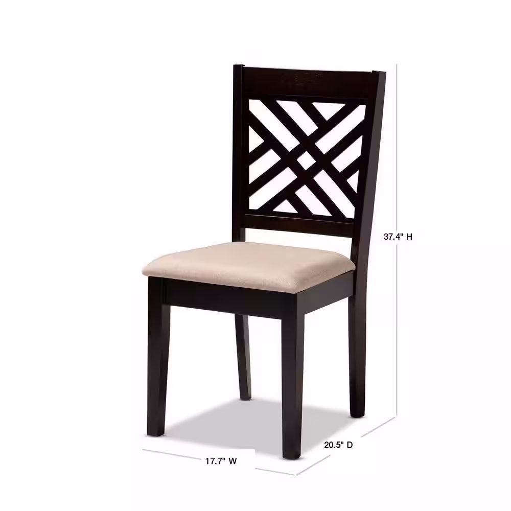 Baxton Studio Caron Sand Brown and Espresso Fabric Dining Chair (Set of 4)
