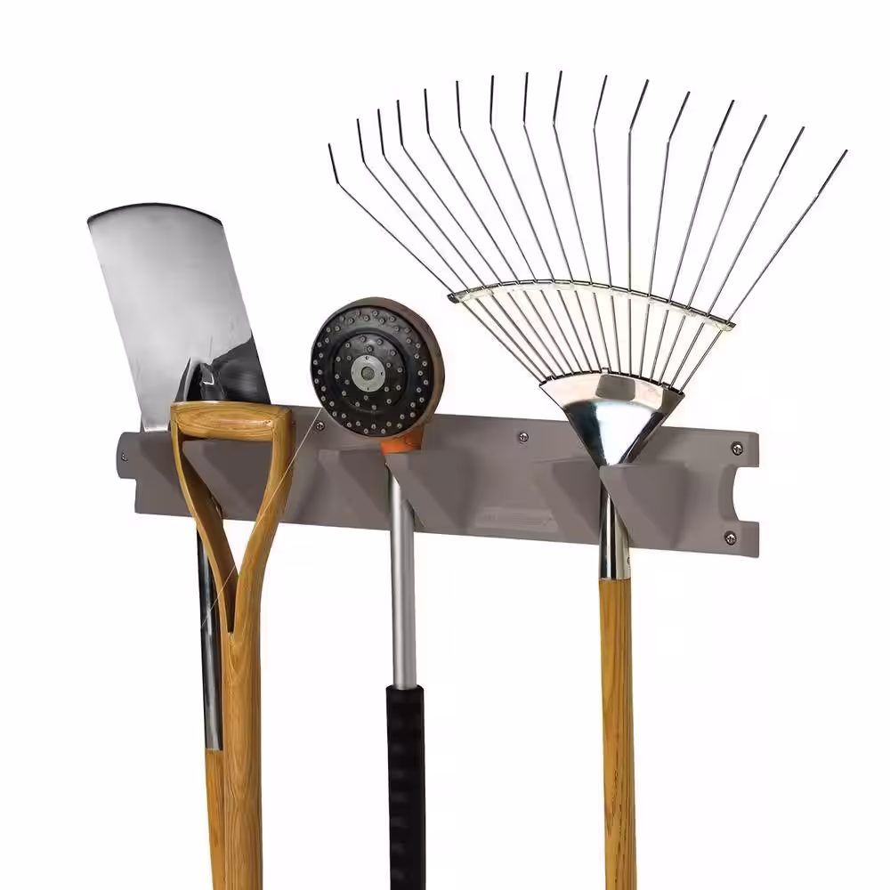 Suncast 2 ft. Wall Mount Garden Long Handled Tool Hanger Organizer Platinum (6-Pack)
