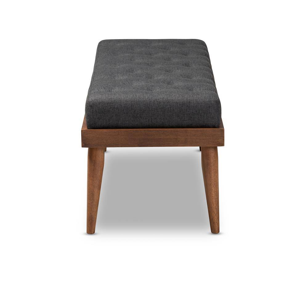 Baxton Studio Linus Charcoal and Walnut Bench