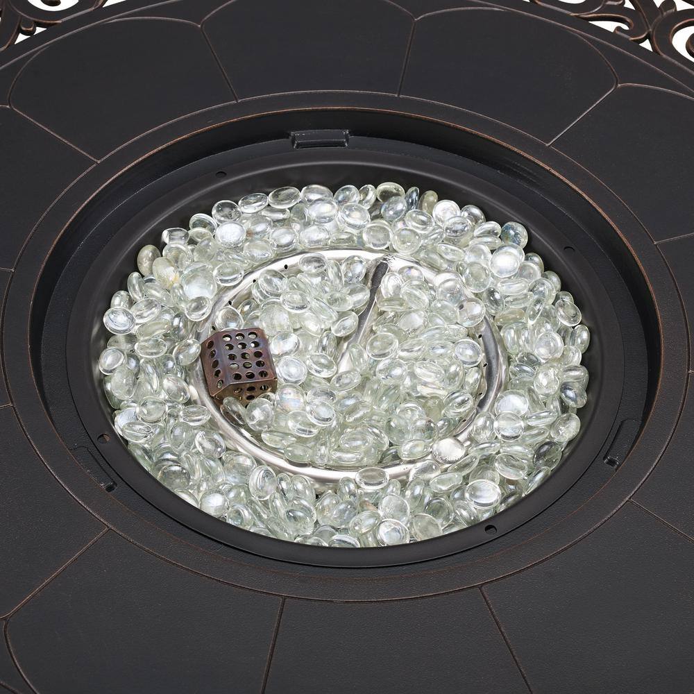 Fire Sense Jackson 34 in. x 24.5 in. Round Aluminum LPG Fire Pit Kit in Antique Bronze