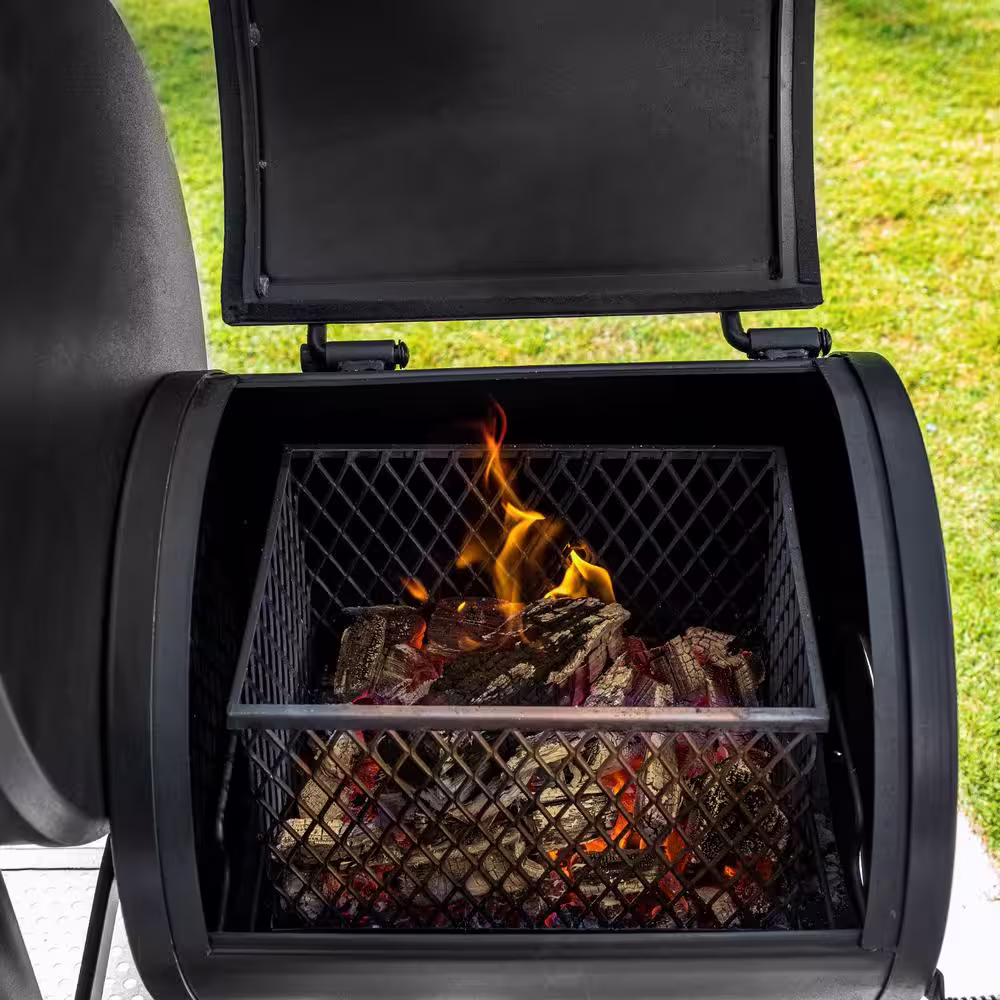 Char-Griller Grand Champ Charcoal Grill and Offset Smoker in Black