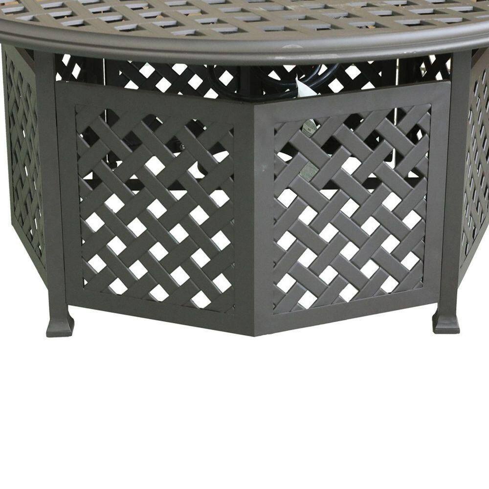 Benjara Wynn Dark Bronze Hexagonal Base Metal Outdoor Fire Pit Table