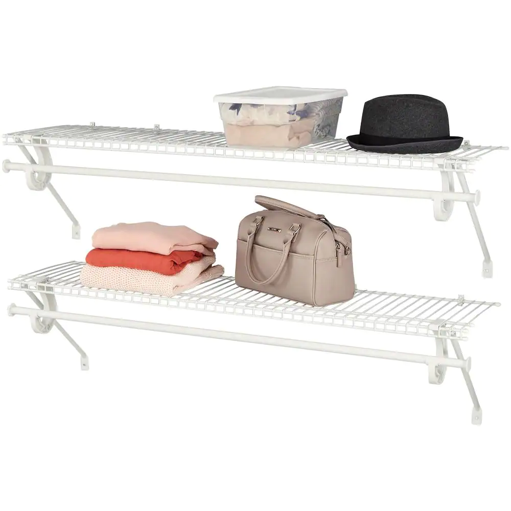 ClosetMaid SuperSlide 48 in. W x 12 in. D White Steel Wire Closet Shelf with Closet Rod