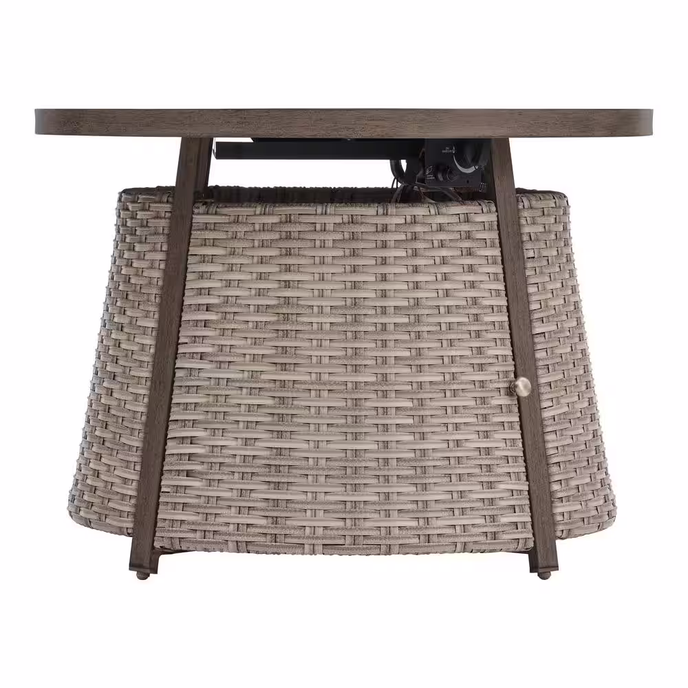 Home Decorators Collection Hayden 36.02 in. x 25 in. Round Steel Propane Gas Brown Fire Pit