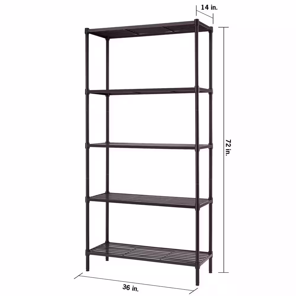 TRINITY Bronze 5-Tier Steel Wire Shelving Unit (36 in. W x 72 in. H x 14 in. D)