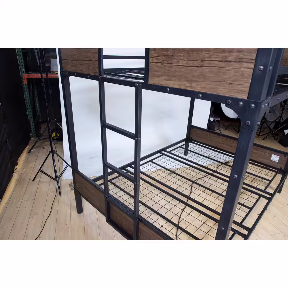 Furniture of America Landonne Black Full Over Full Bunk Bed