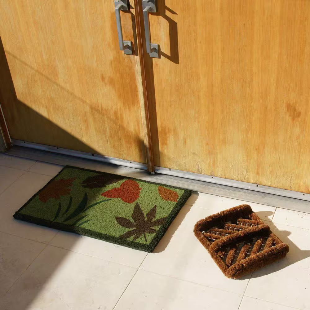 Rubber-Cal Herringbone Tan 12 in. x 13 in. Coir Boot Scraper Mat