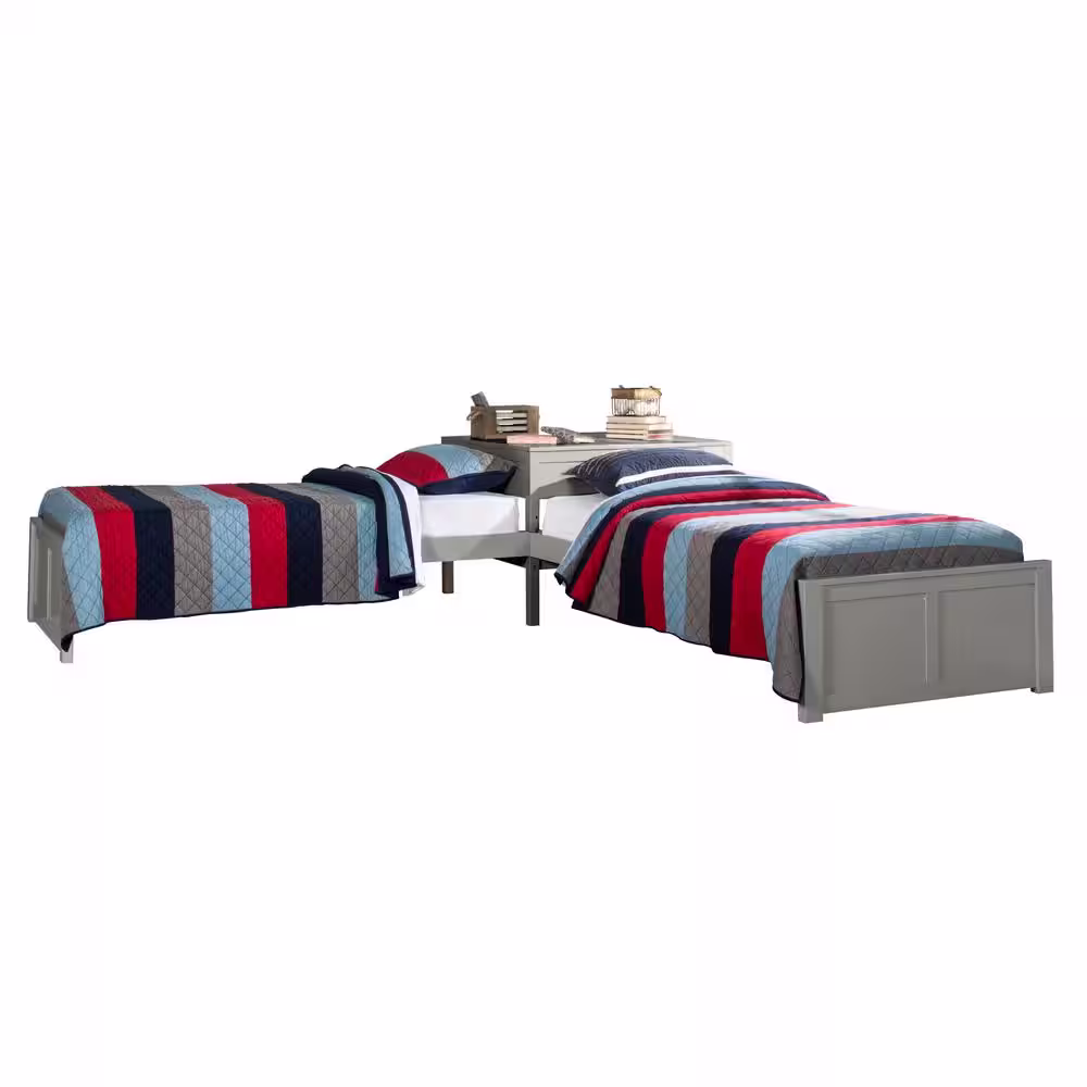 Hillsdale Furniture Pulse Gray Twin L-Shaped Bed with Double Storage