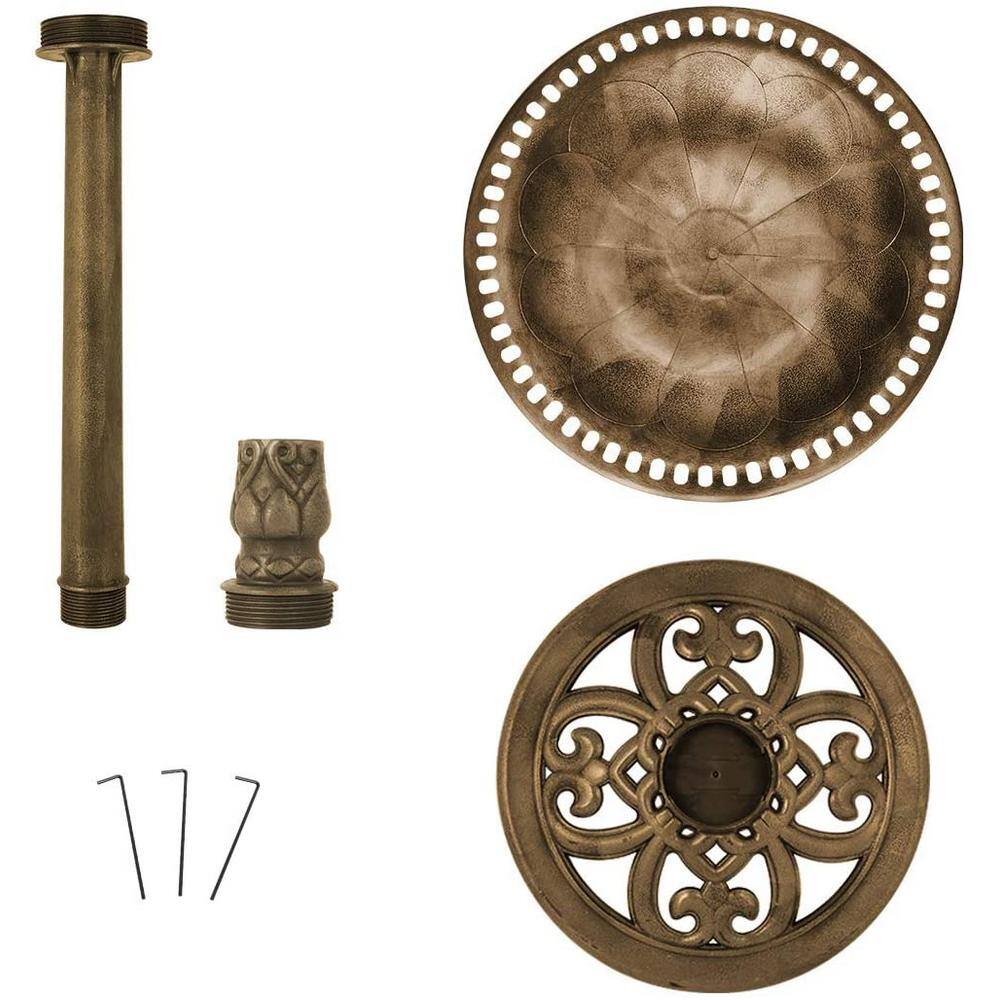 VIVOHOME Antique Polyresin Copper Garden BirdBath with Solar Powered Pond Fountain