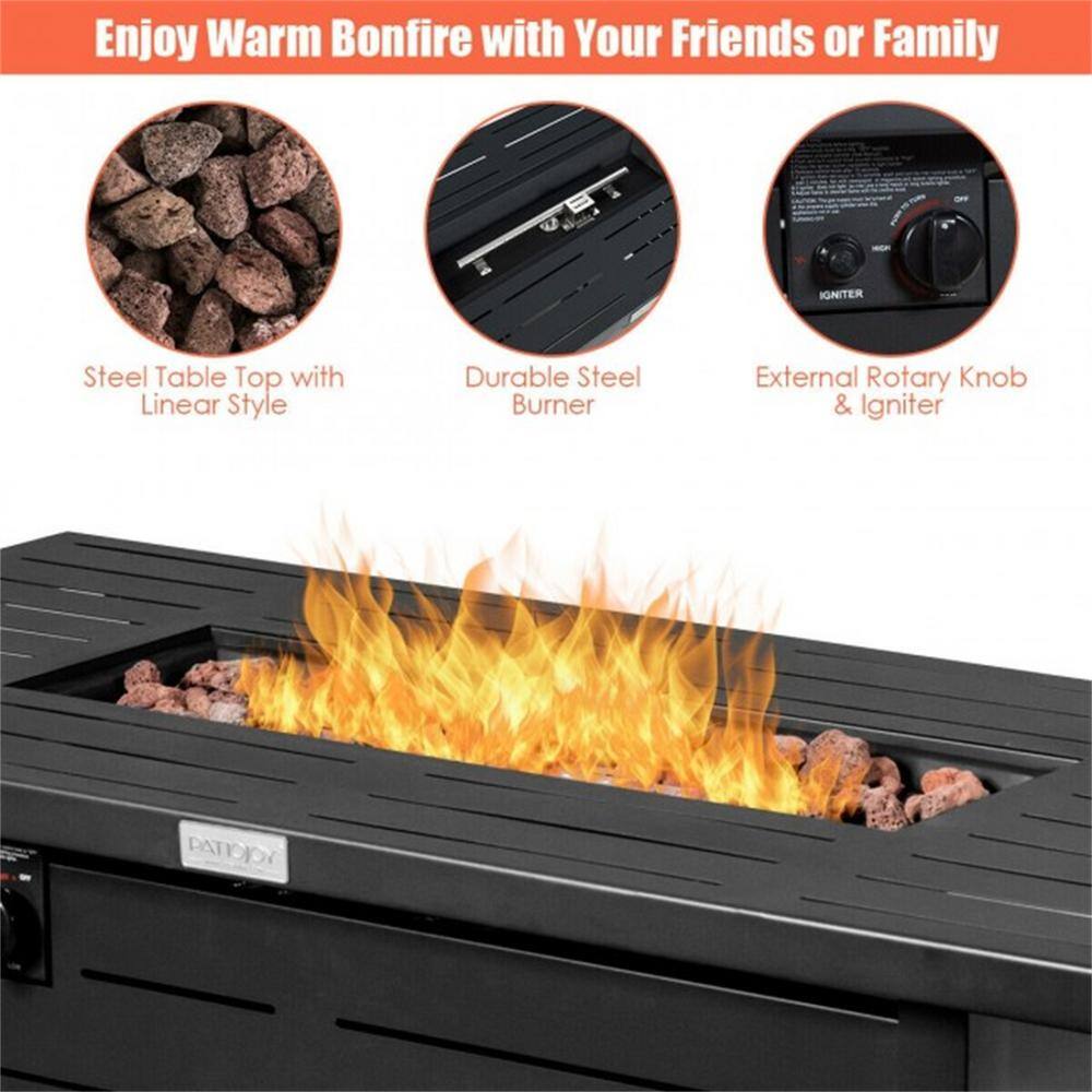 None 42 in. 60,000 Btu Rectangular Propane Gas Fire Pit Table