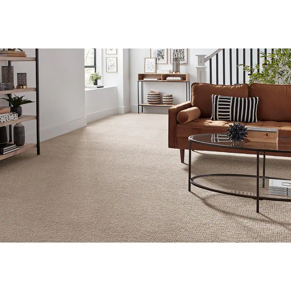 Home Decorators Collection Brasswick  - Hearth Beige - Beige 24 oz. Polyester Pattern Installed Carpet