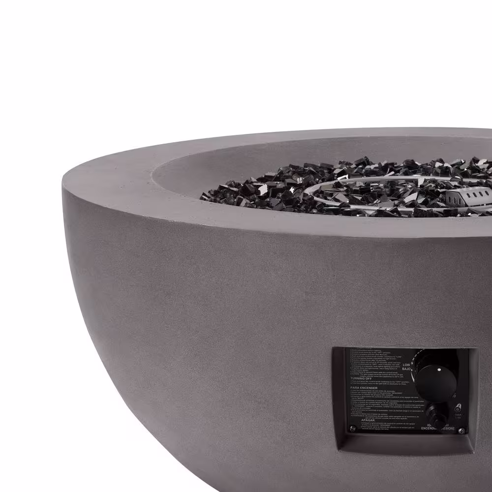 Hampton Bay Grove Park 36 in. x 18 in. Round Concrete Propane Gas Fire Pit