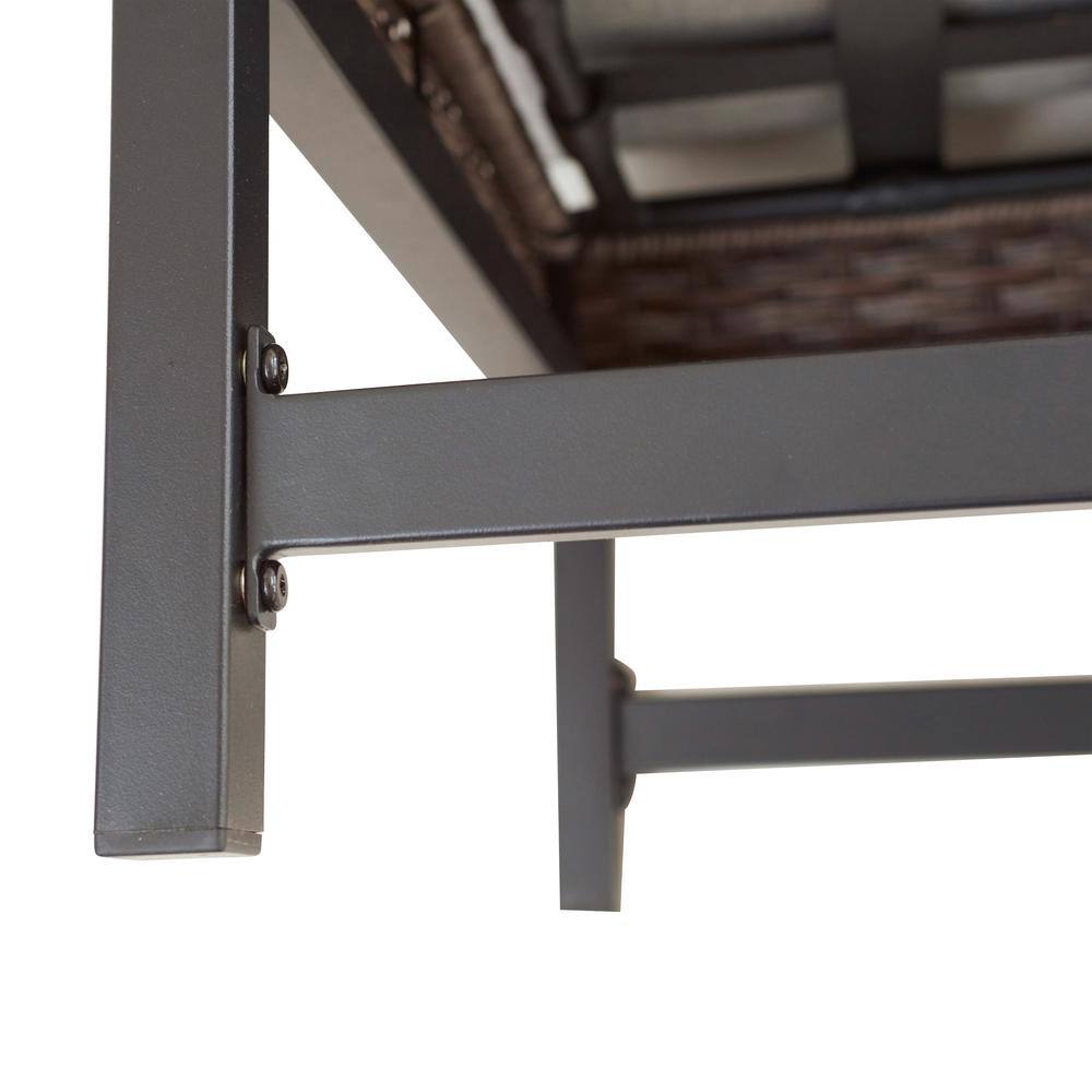 Patio Festival Right-Angle 10-Piece Wicker Patio Conversation Seating Set with Gray Cushions