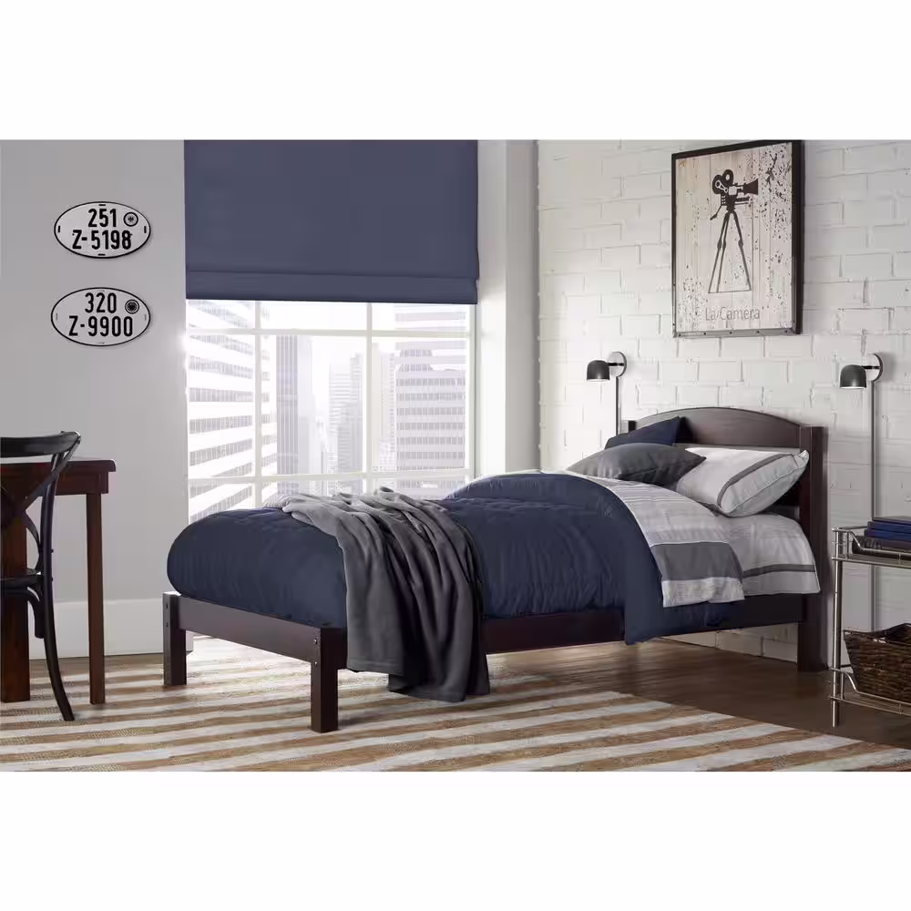Dorel Living Braylon Twin Wood Bed in Espresso