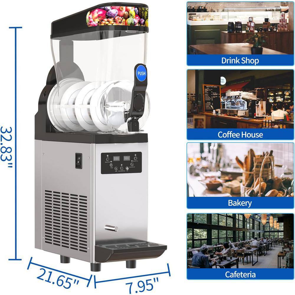 Phivve 422 oz. Sliver Snow Cone Machine with 12L 550 Watt Stainless Steel Commercial Slushy Machine