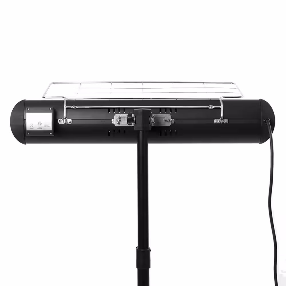 None HeatMate 1000-Watt Metal Weatherproof Graphite Patio Heater with Stand and Remote in Black