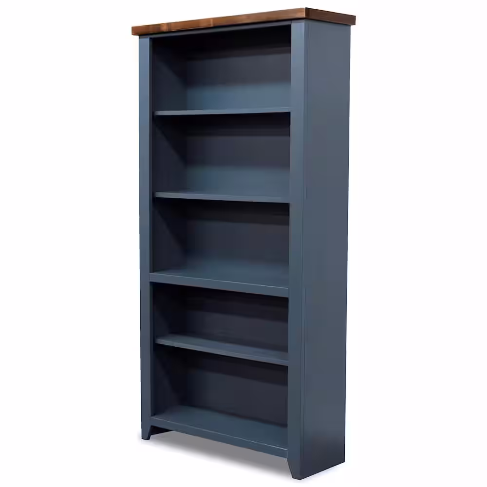 None Nantucket 33.81 in. Wide Blue Denim/Whiskey 5 Standard Bookcase