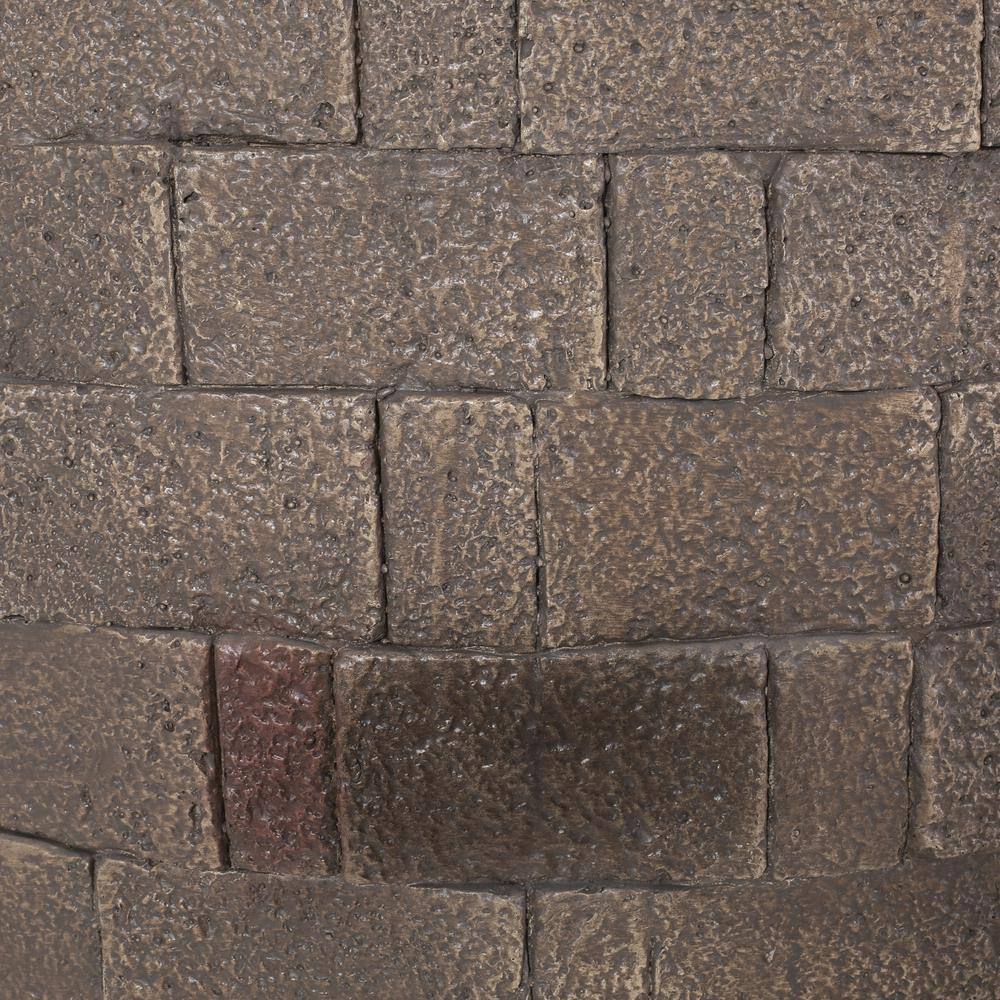 Noble House Cameron 32 in. x 23 in. Circular Concrete Propane Fire Pit in Brown