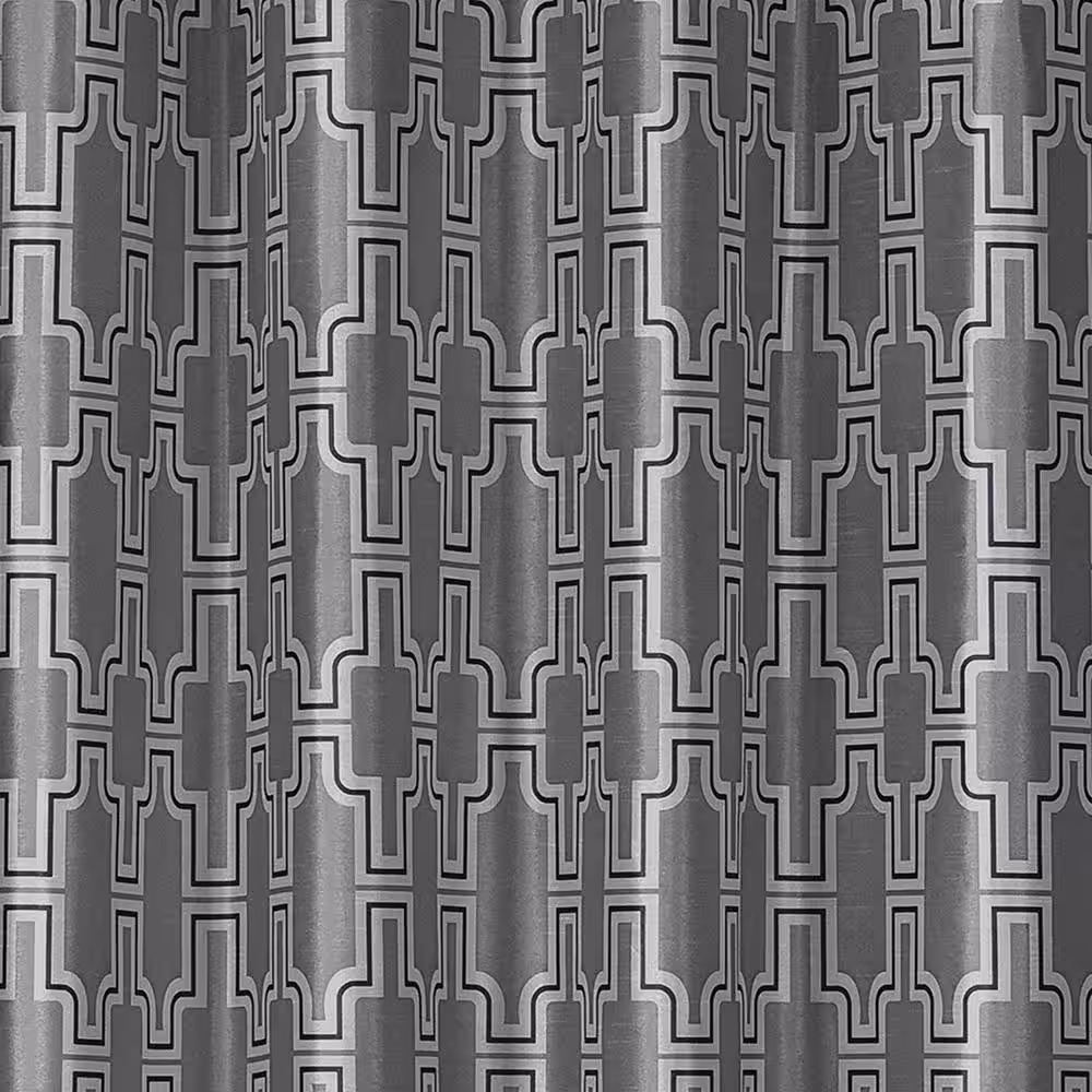 Window Elements Charcoal Geometric Faux Silk Grommet Room Darkening Curtain - 54 in. W x 96 in. L (Set of 2)