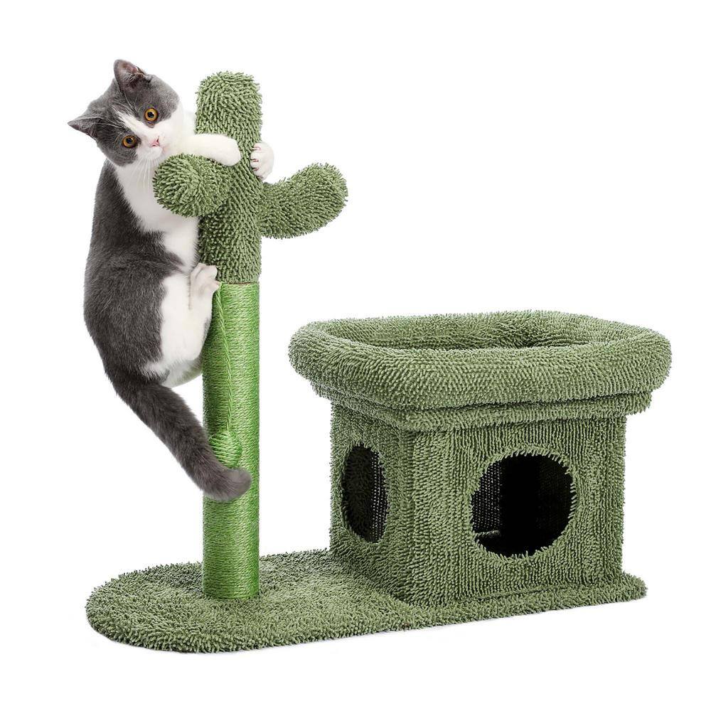 Foobrues Cute Green Pet Cat Scratching Posts and Trees Cat House