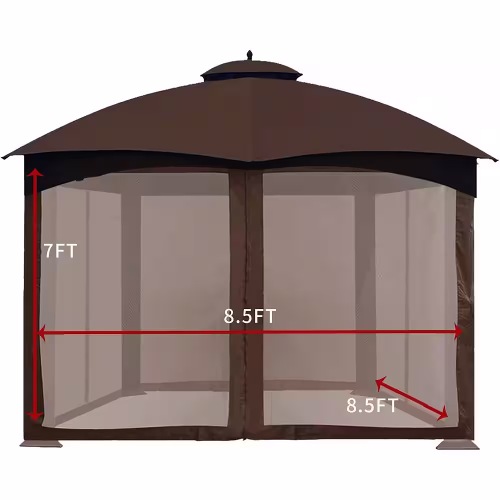 CoastShade 8 ft. x 8 ft. Replacement Gazebo Canopy Mosquito Netting Screen Brown