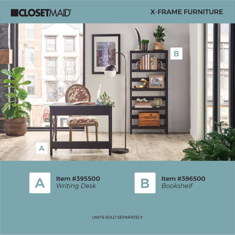 ClosetMaid X-Frame 30 in. H x 39.4 in. W x 21.7 in. D Metal Frame Writing and Computer Desk Shelving Unit in Black Walnut