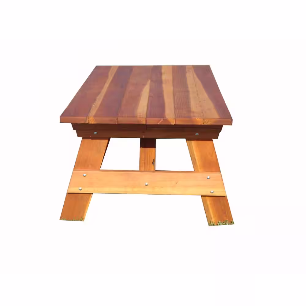 None Outdoor 1905 Super Deck Finished 7 ft. Redwood Picnic Table