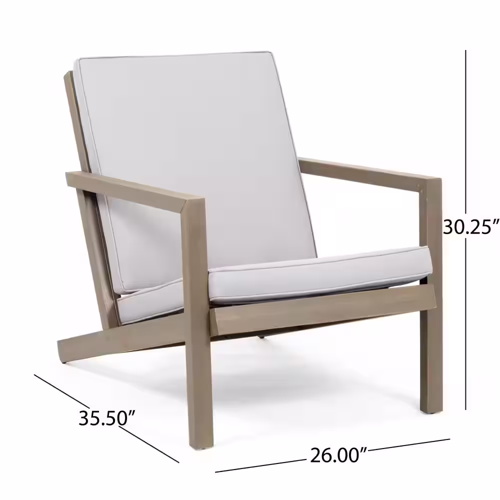 Noble House Leah Grey 7-Piece Wood Patio Conversation Seating Set with Grey Cushions