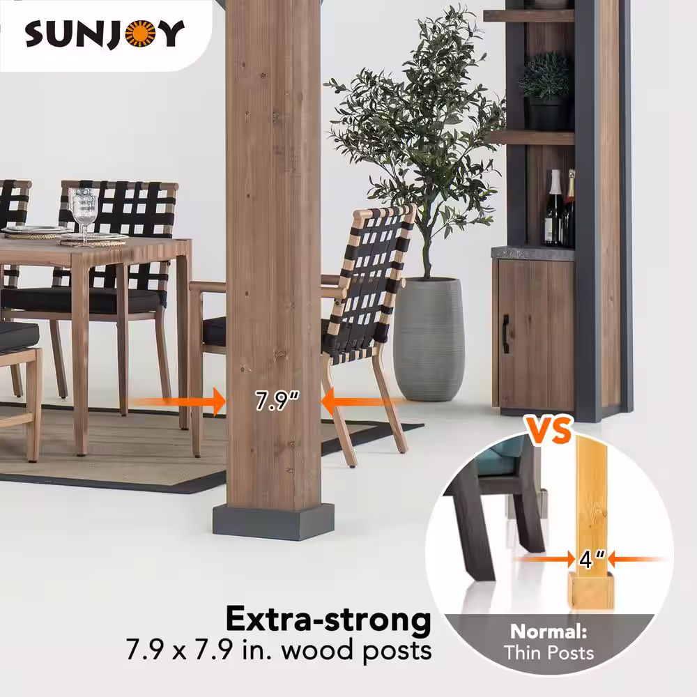 Sunjoy Elmgrove 12 ft. x 14 ft. Hardtop Gazebo with LED Lighting and Bluetooth Sound