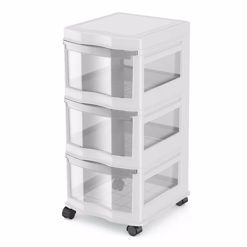 Life Story 13.2 in. x 27.75 in. Classic 3 Shelf Storage Organizer Plastic Drawers White (3-Pack)