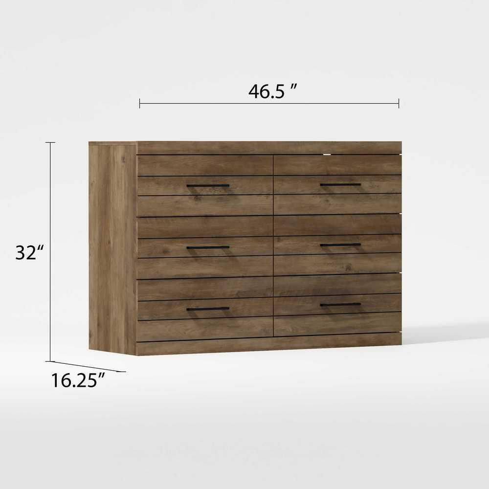 GALANO Hamsper 6-Drawer Knotty Oak Dresser (31.7 in. x 46.5 in. x 16.3 in.)