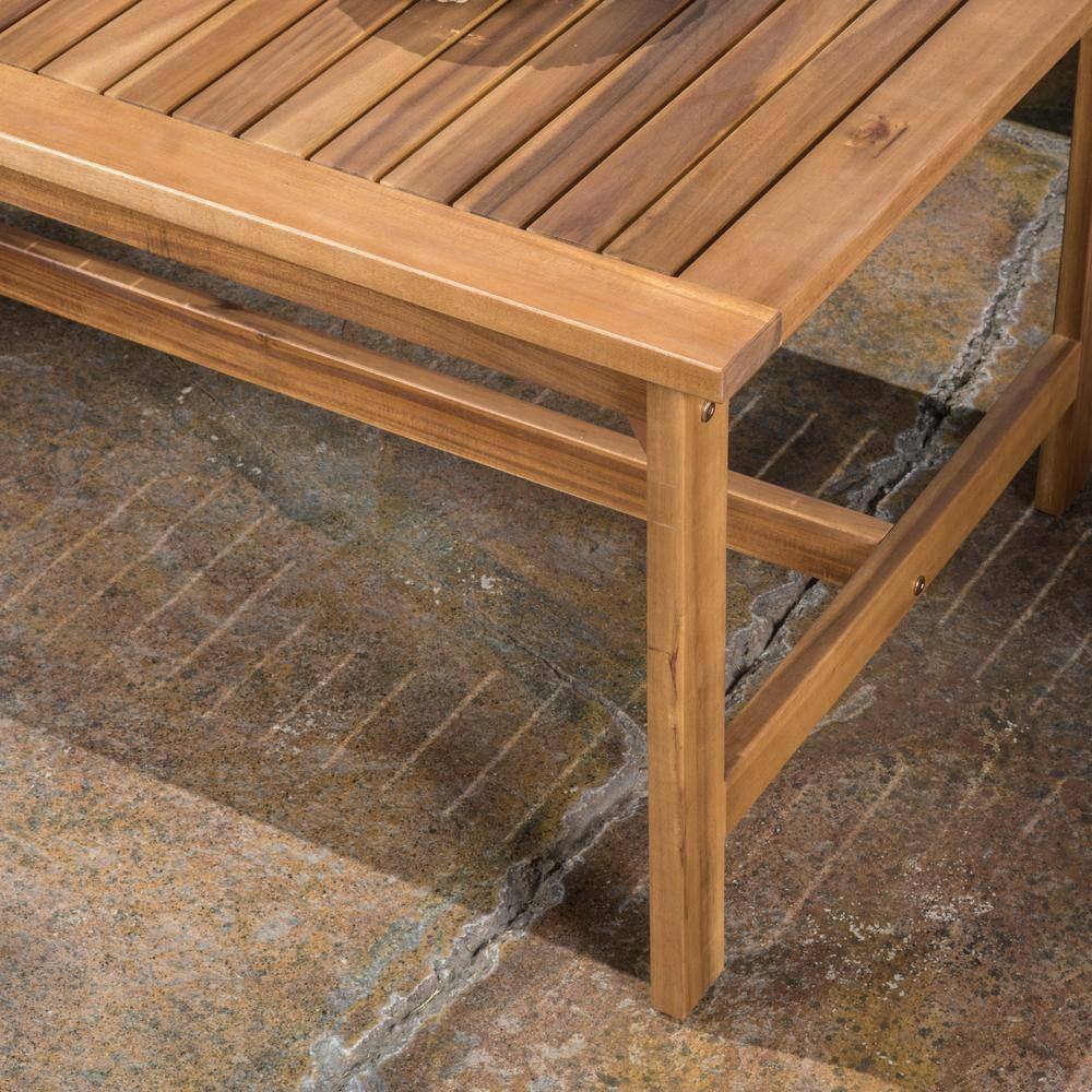 None Luciano Brown 4-Piece Wood Patio Conversation Set with Beige Cushions