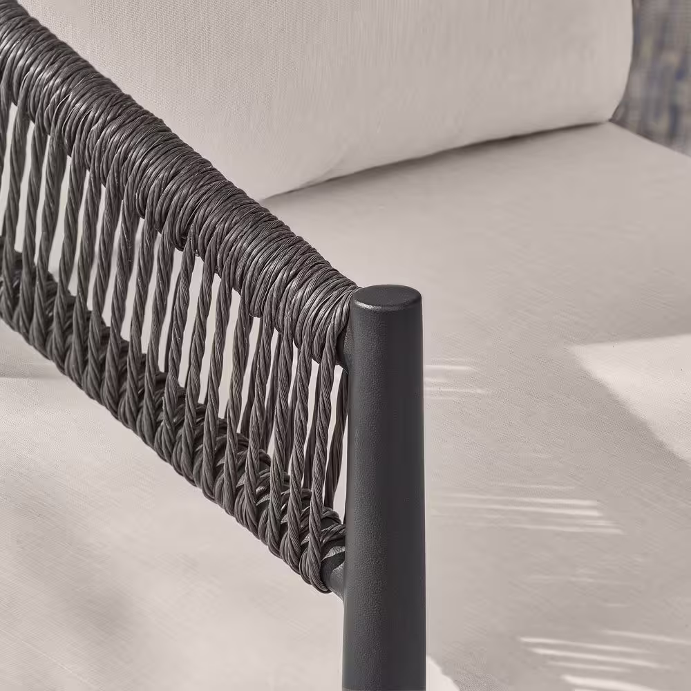 Hampton Bay Aspenwood 5-Piece Wicker Patio Chat Set with White Cushion